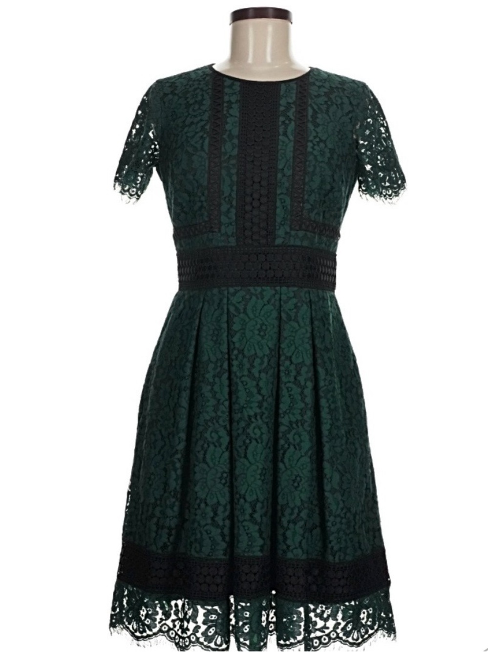 Eliza J Black and Emerald Green Lace Dress, very good condition - Size 6